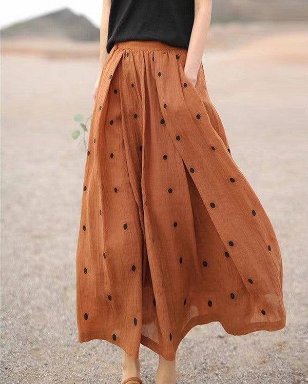 7325 -Embroidered polka dots double layer skirt