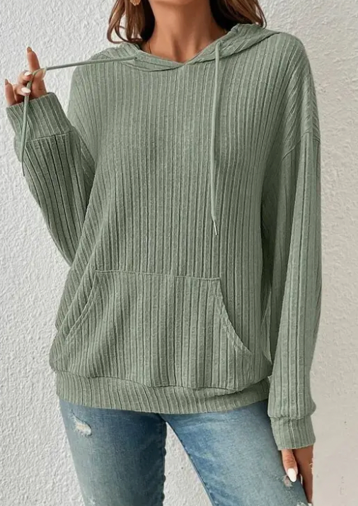 7053 - CoZ Ribbed Drawstring Hoodie