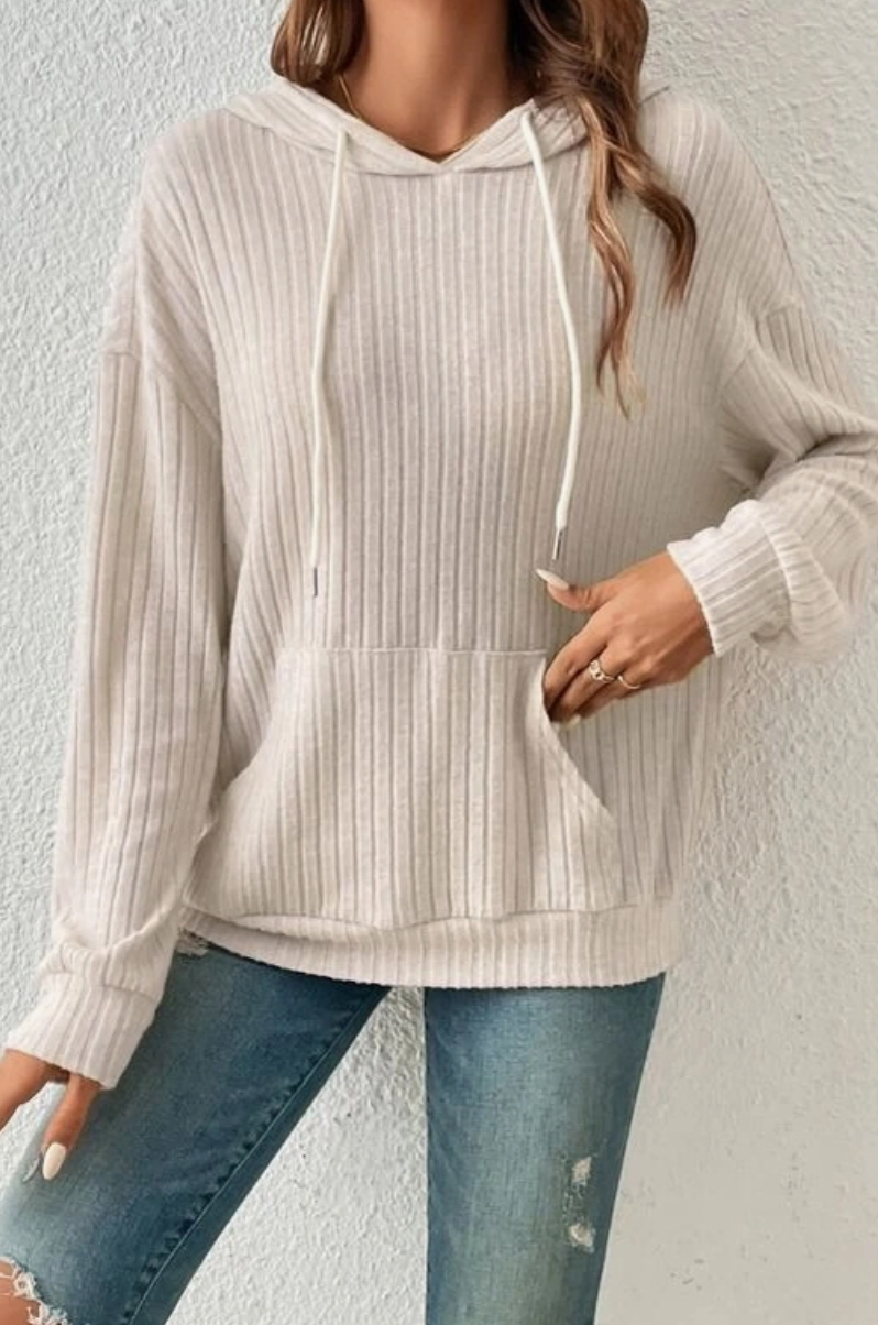 7053 - CoZ Ribbed Drawstring Hoodie