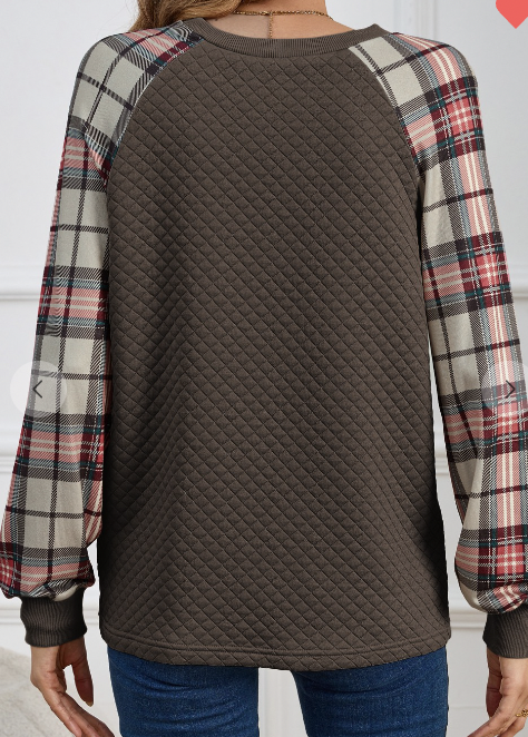 7140 - Plaid Raglan Sleeve Sweatshirt