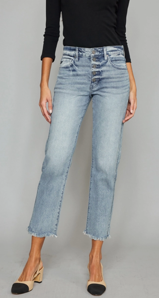 7289 - Kan Can Five Button High Rise Capri Jeans