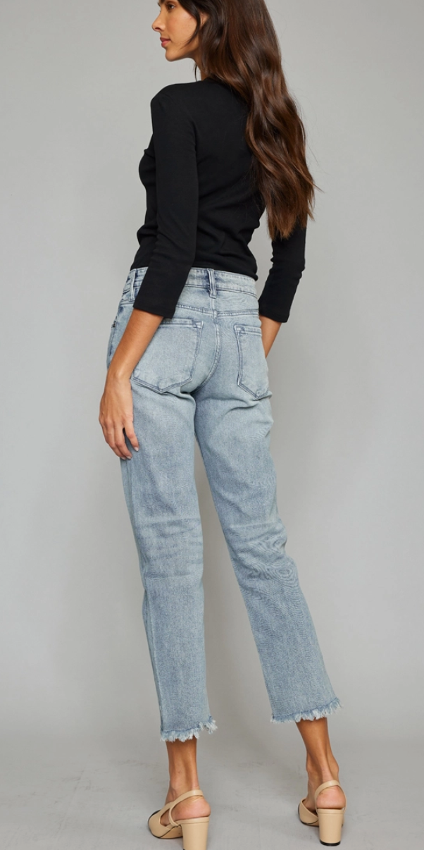 7289 - Kan Can Five Button High Rise Capri Jeans