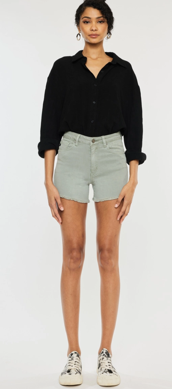 7463 - KanCan Olive Color Washed Shorts