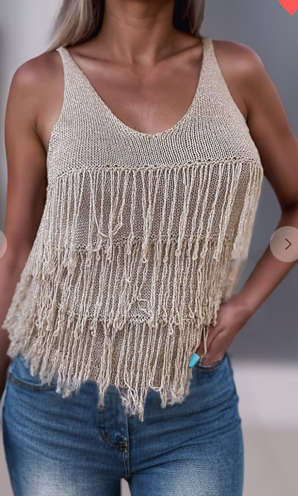 7339 - Fringed Knit Top