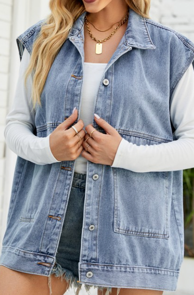 7568 - Oversized Denim Vest