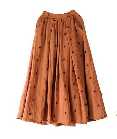 7325 -Embroidered polka dots double layer skirt