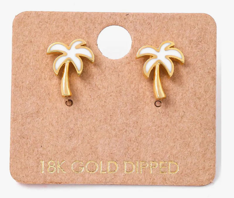 6793 - Gold Dipped Palm Tree Stud Earrings