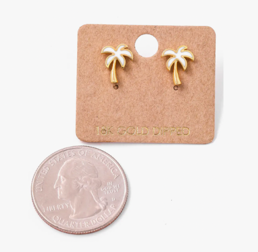 6793 - Gold Dipped Palm Tree Stud Earrings